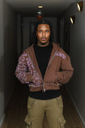 BROWN GRAFFITI ZIP UP HOODIE